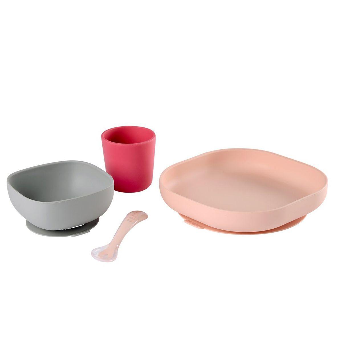 Set vaisselle silicone 4 pièces Beaba pink