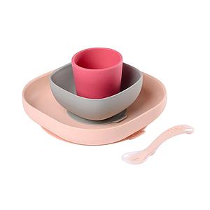Set vaisselle silicone 4 pièces Beaba pink