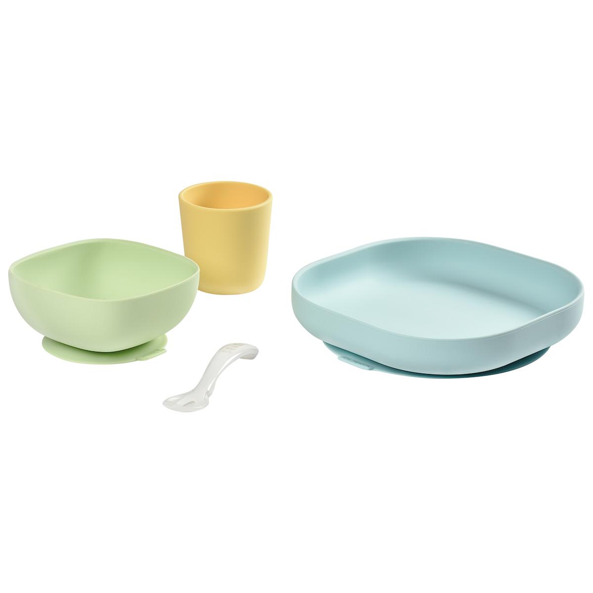 Set vaisselle silicone Beaba jaune 