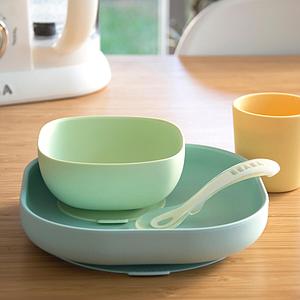 Set vaisselle silicone Beaba jaune 