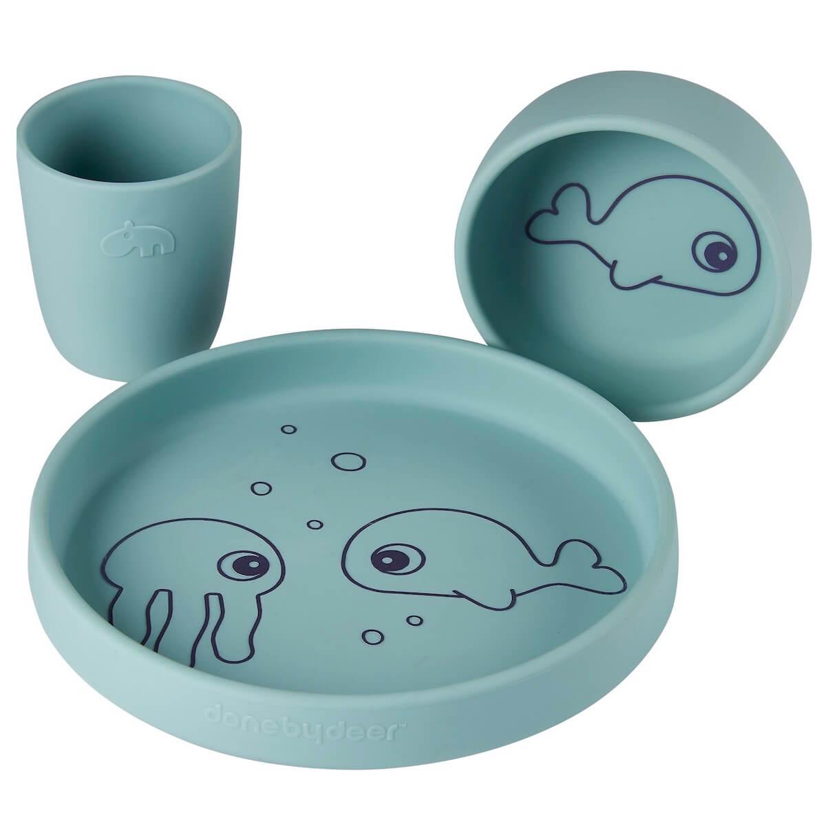 Set vaisselle silicone SEA FRIENDS Done by Deer blue