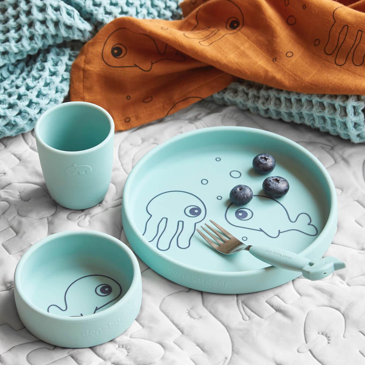 Set vaisselle silicone SEA FRIENDS Done by Deer blue