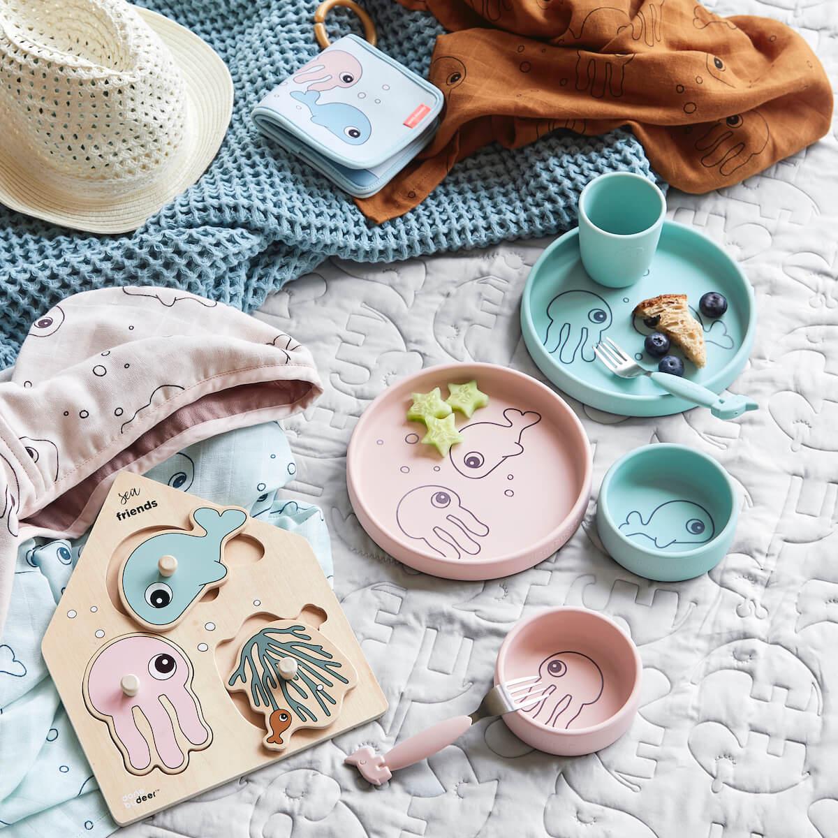 Set vaisselle silicone SEA FRIENDS Done by Deer blue