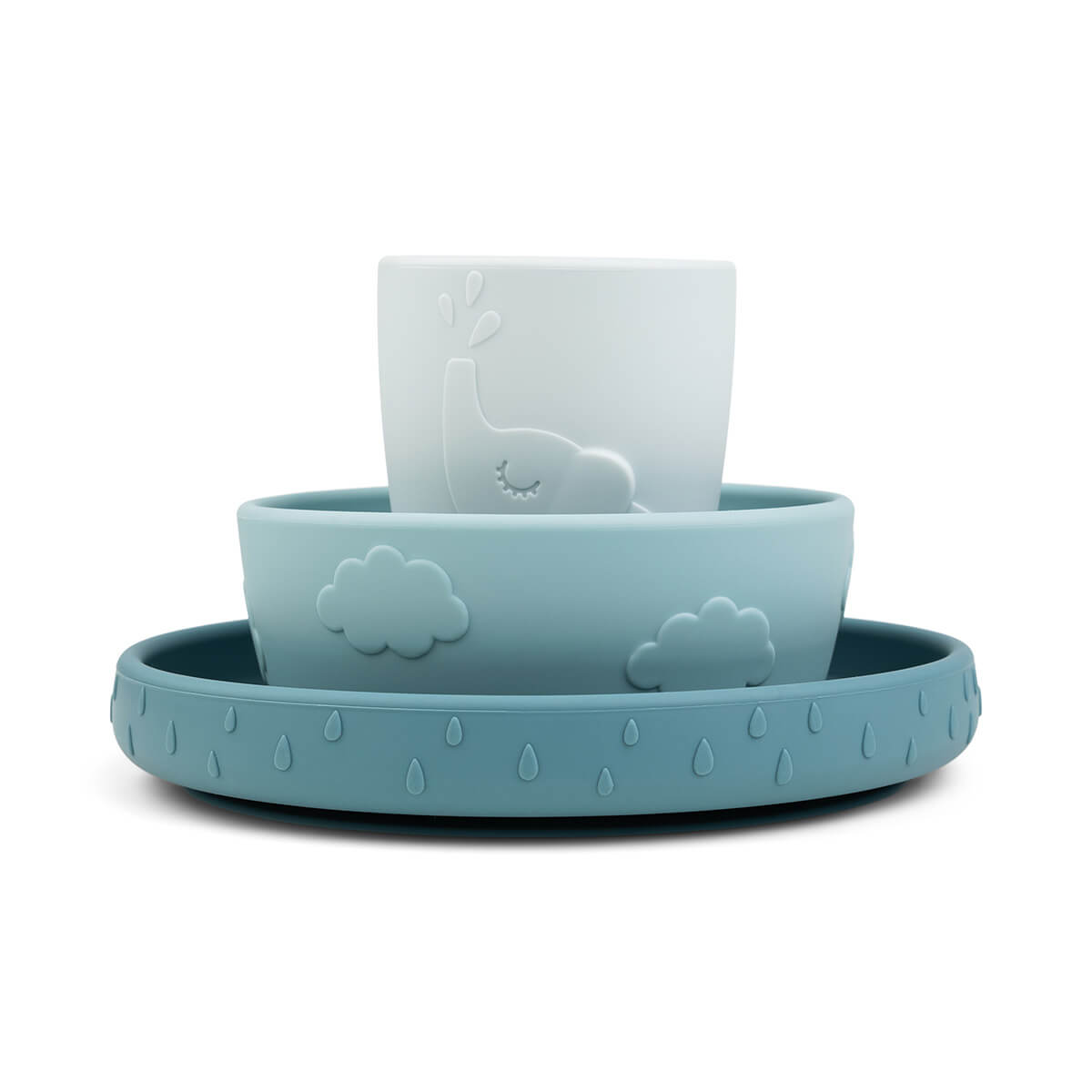 Set vaisselle silicone STICK&STAY Done by Deer Blue