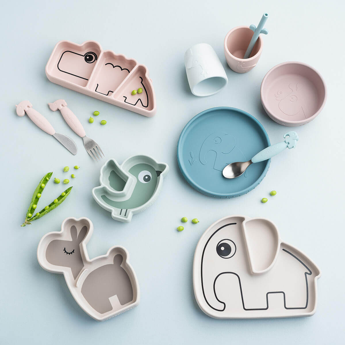 Set vaisselle silicone STICK&STAY Done by Deer Blue