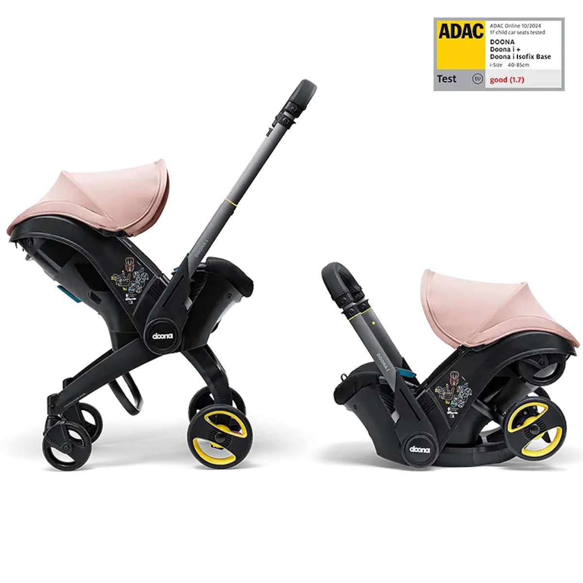 Siège-auto-poussette de bébé à 15 mois Doona blush pink
