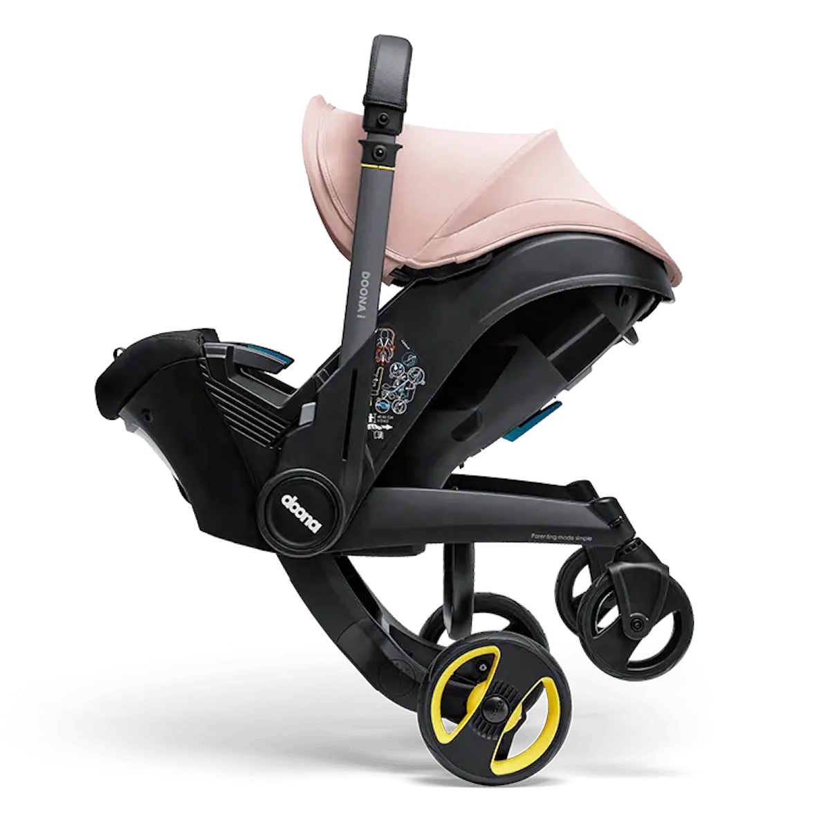 Siège-auto-poussette de bébé à 15 mois Doona blush pink