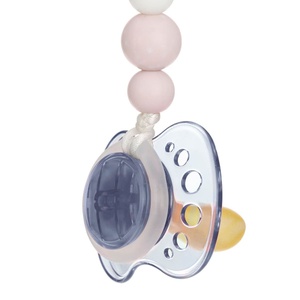 Soother Holder Wood/Silicone Cloud powder pink Laessig