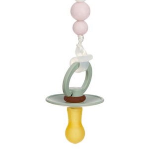 Soother Holder Wood/Silicone Cloud powder pink Laessig