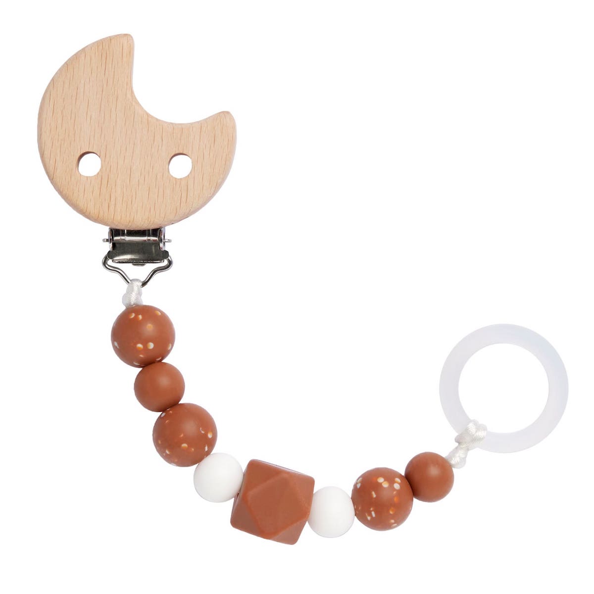 Soother Holder Wood/Silicone Moon rust Laessig