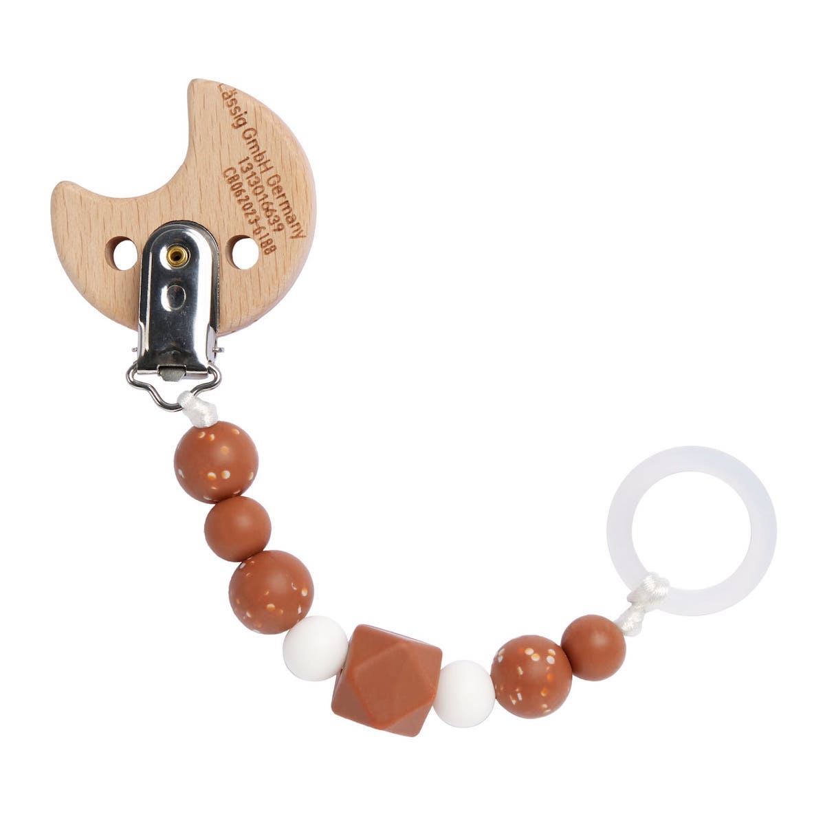 Soother Holder Wood/Silicone Moon rust Laessig