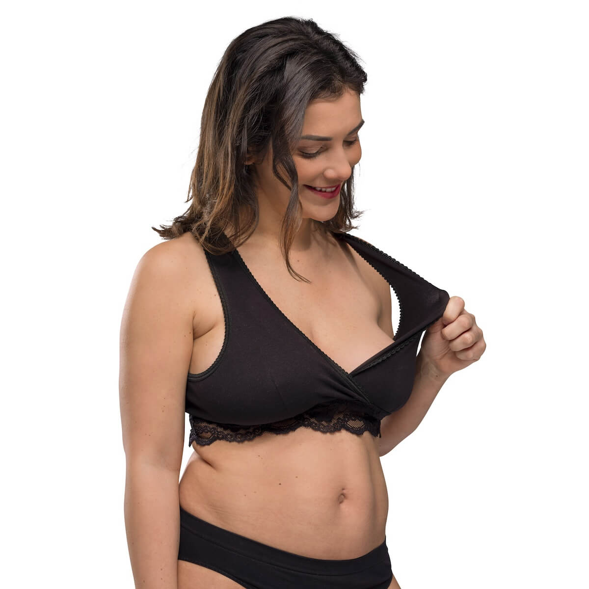 Soutien-gorge grossesse et allaitement Cache-cœur biologique M Carriwell Noir
