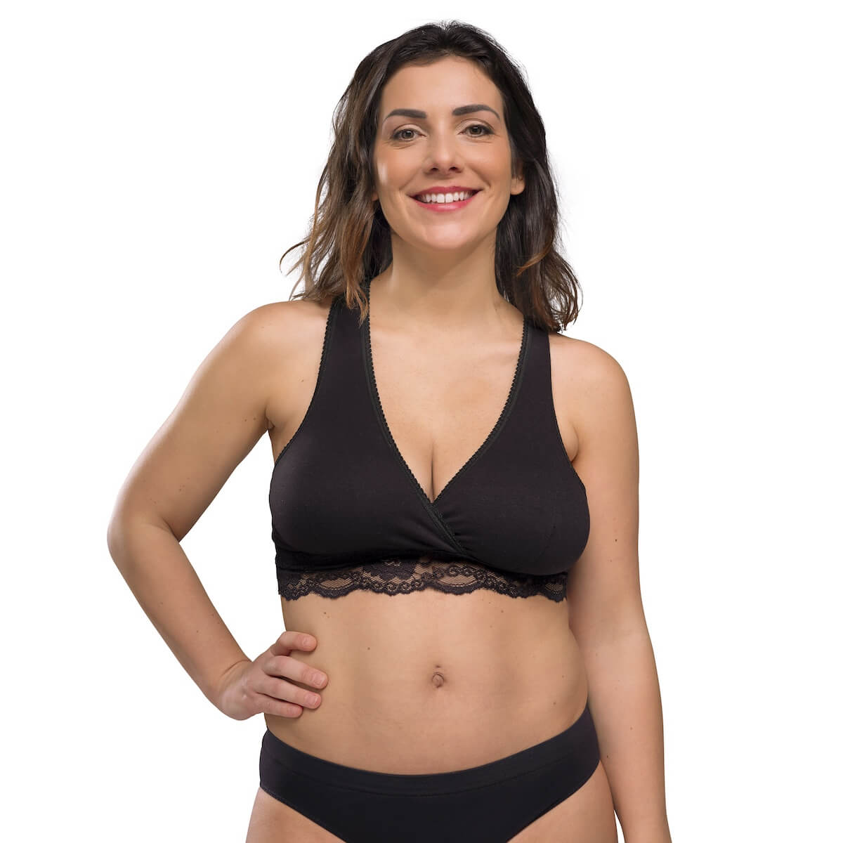 Soutien-gorge grossesse et allaitement Cache-cœur biologique M Carriwell Noir