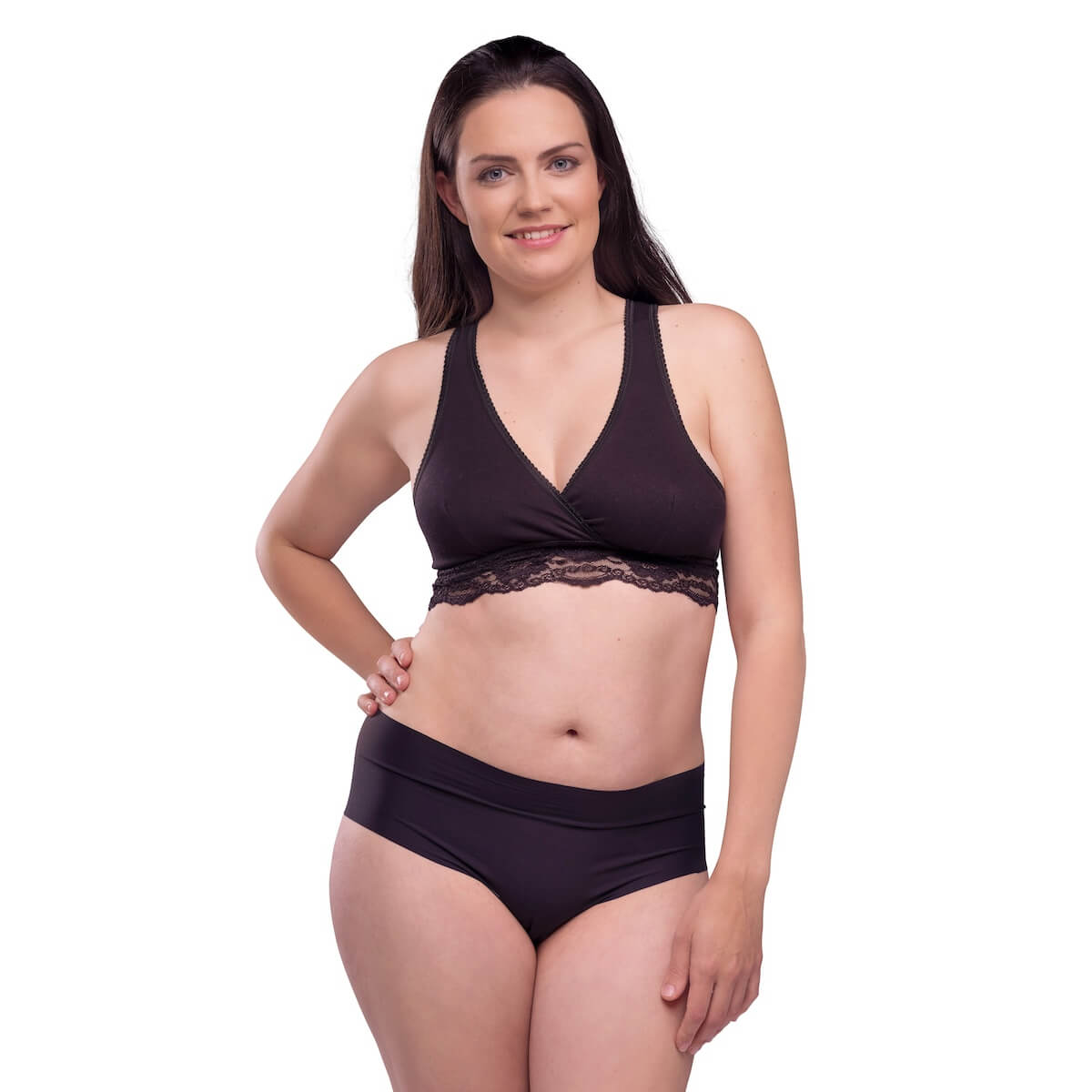 Soutien-gorge grossesse et allaitement Cache-cœur biologique M Carriwell Noir
