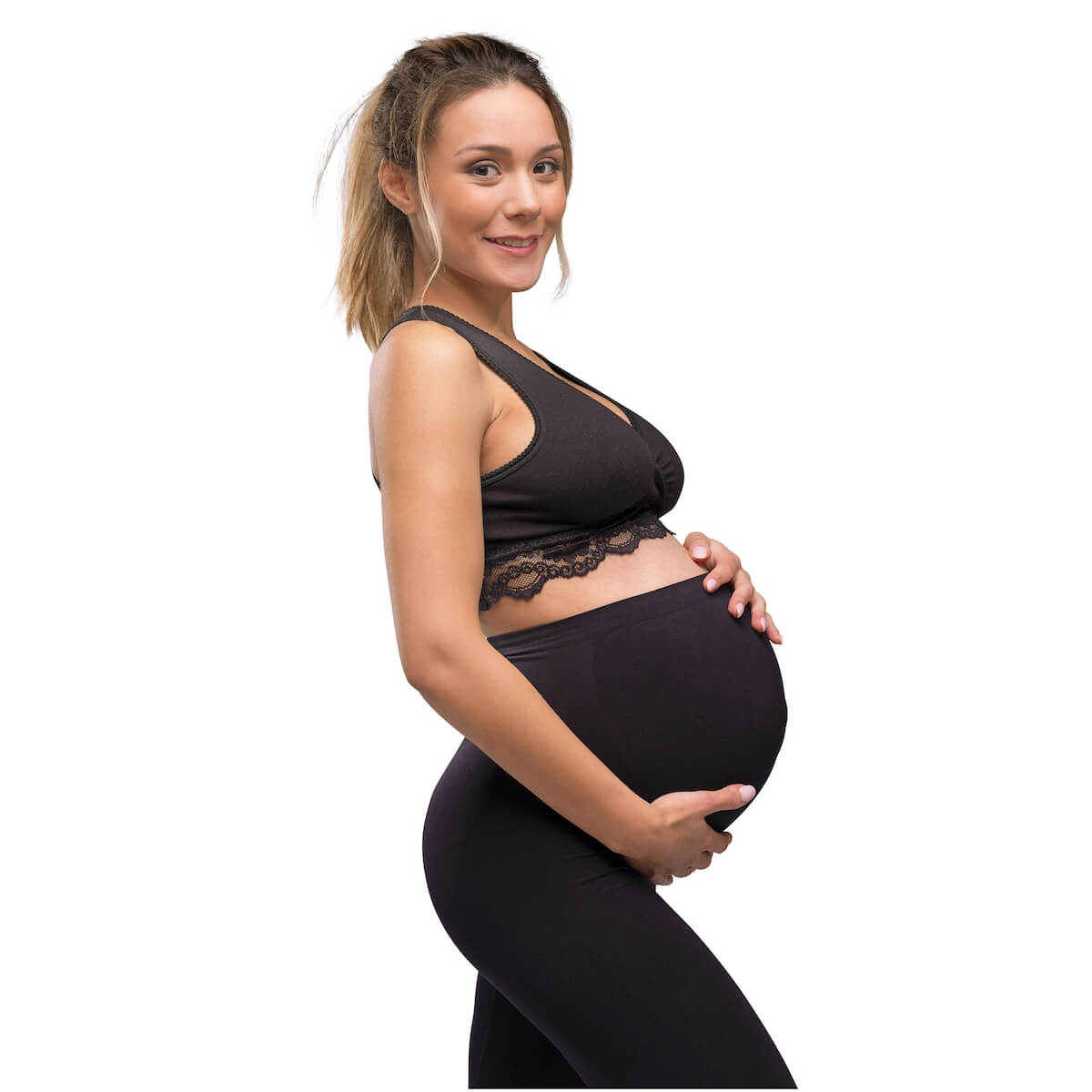 Soutien-gorge grossesse et allaitement Cache-cœur biologique M Carriwell Noir