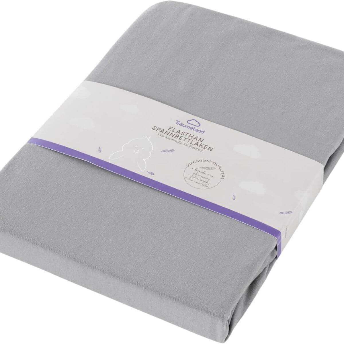 Spannbetttuch Elasthan asche Träumeland 65x112cm + 70x122cm passend für Oliver Furniture Wood mini
