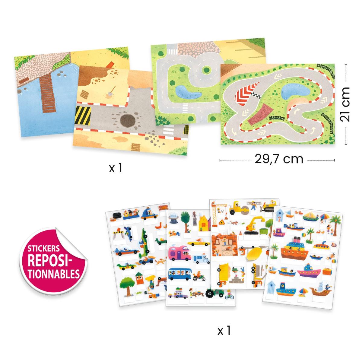 Stickers à relever - Véhicules Djeco
