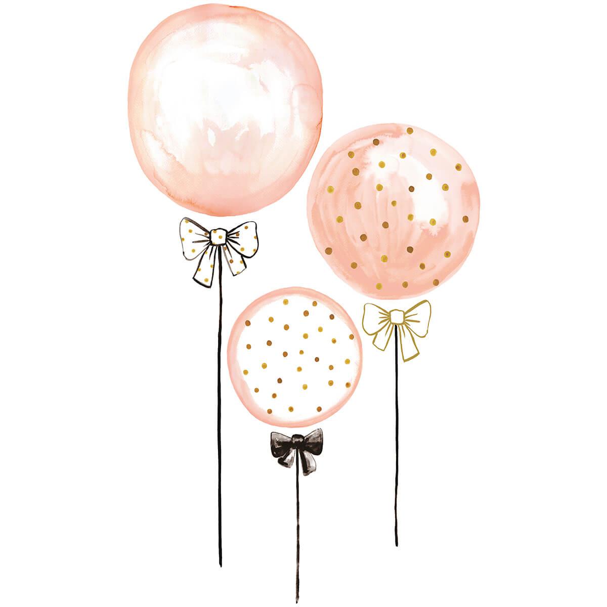 Stickers décoratifs taille L Ballons Roses à pois dorés Lilipinso