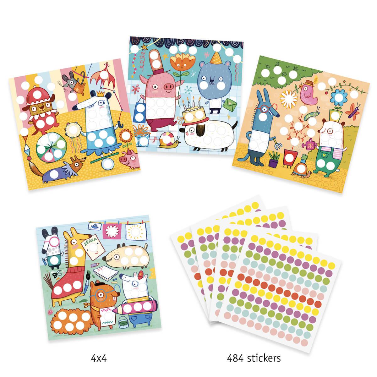 Stickers pour les petits  Avec des gommettes rondes Djeco
