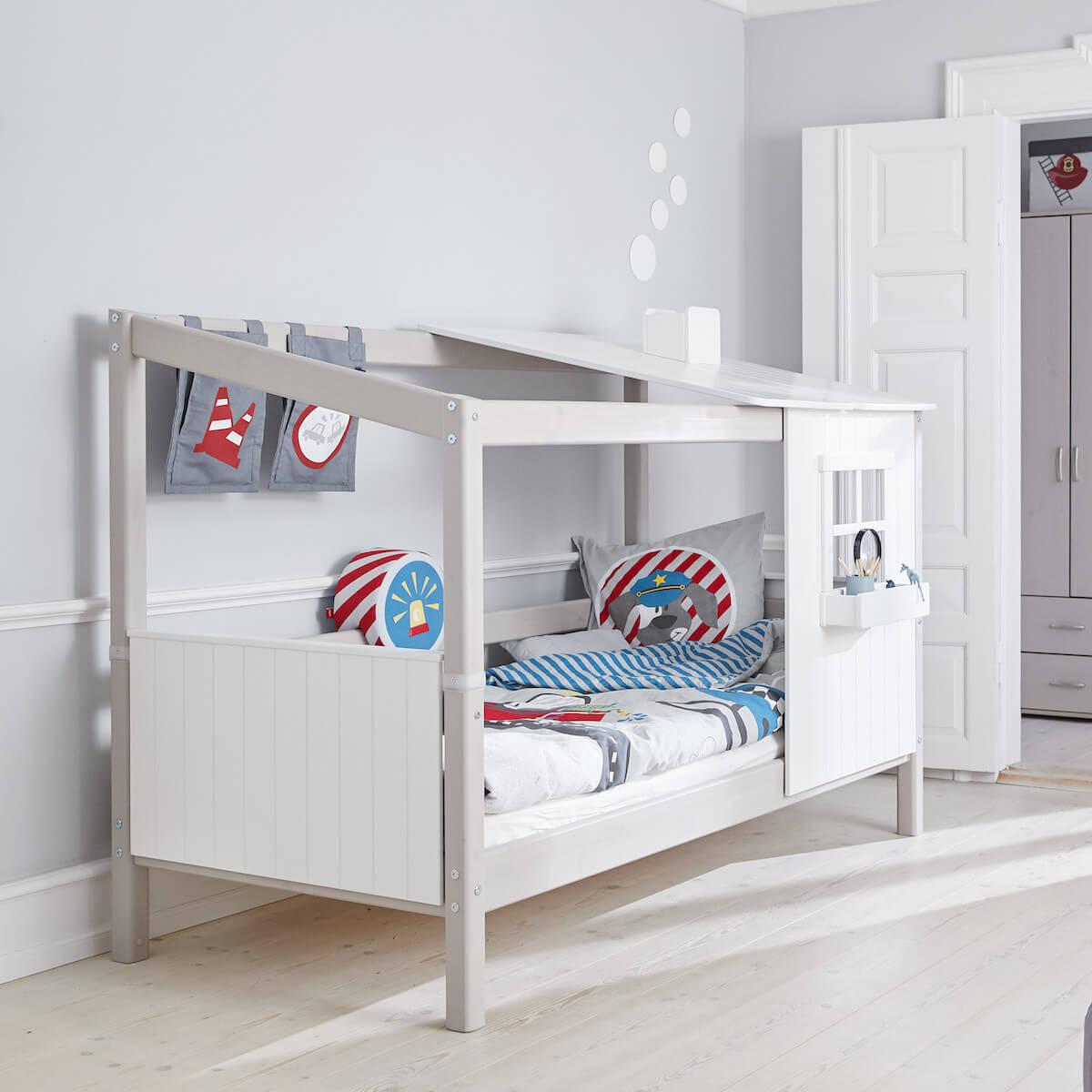 Structure toit lit cabane 190cm 1/2 PLAY HOUSE CLASSIC Flexa blanc-grey washed 