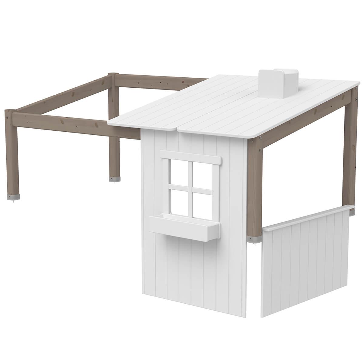 Structure toit lit cabane 190cm 1/2 PLAY HOUSE CLASSIC Flexa terra-blanc