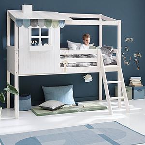 Structure toit lit cabane 200cm 1/2 PLAY HOUSE CLASSIC Flexa blanchi-blanc