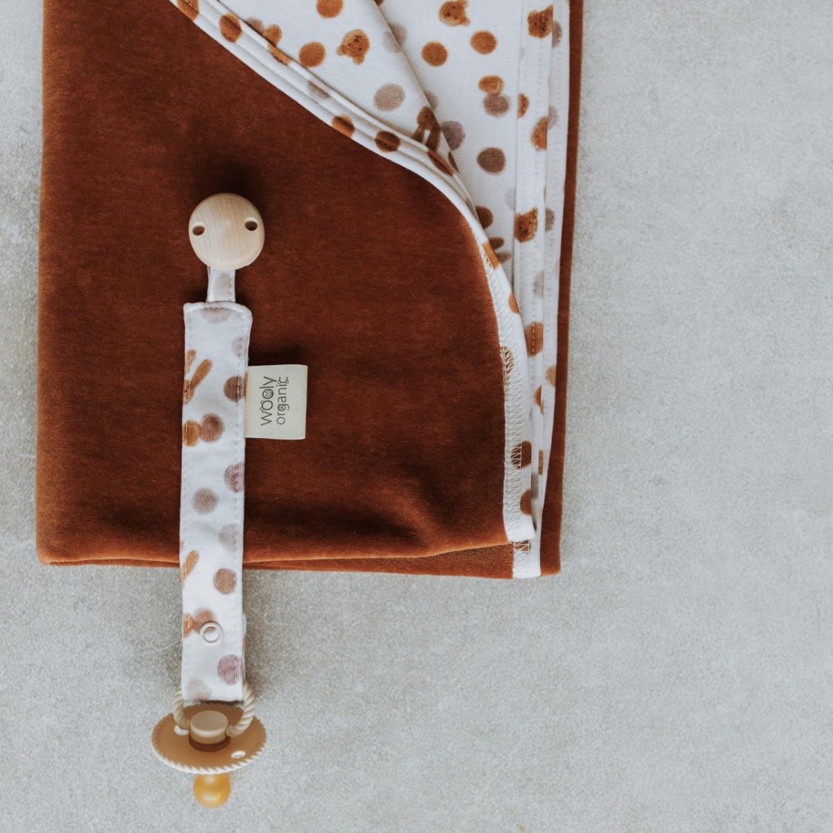 Sujeta chupetes Wooly Organic caramel