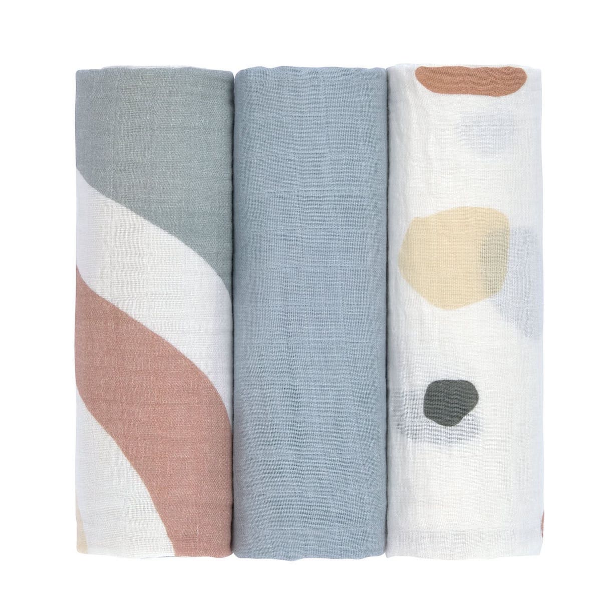 Swaddle & Burp Blanket L Rainbow powder blue, Laessig