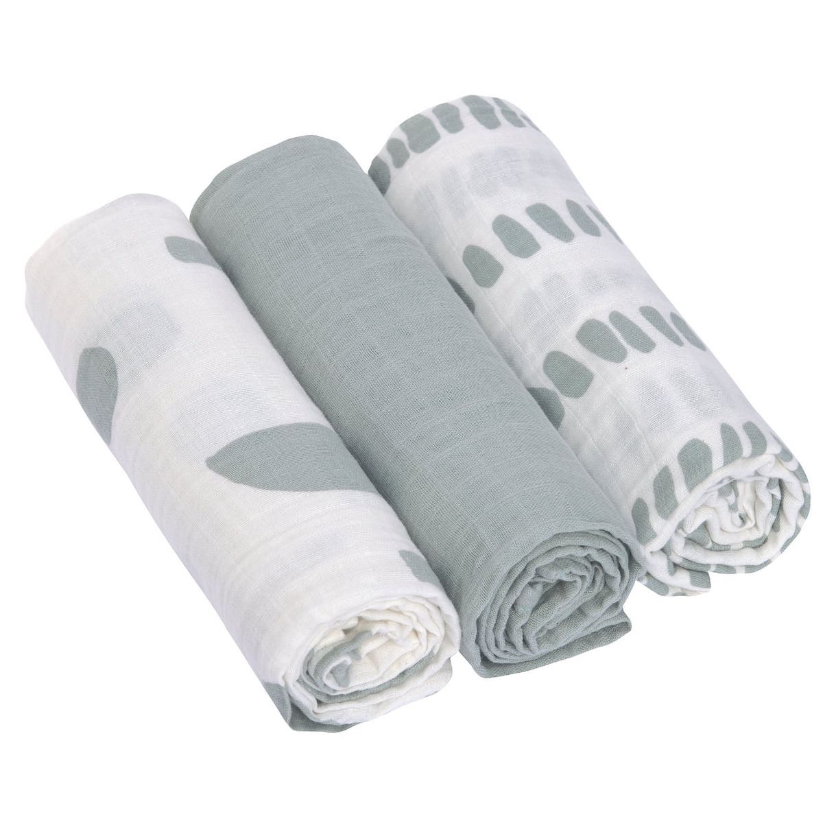 Swaddle & Burp Blanket L Strokes silver grey, Laessig