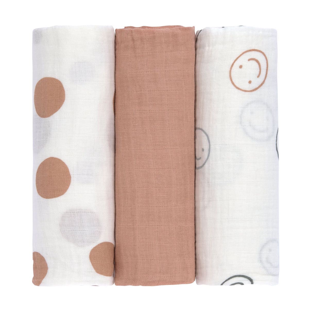 Swaddle & Burp Blanket L Tiny Smile maple, Laessig