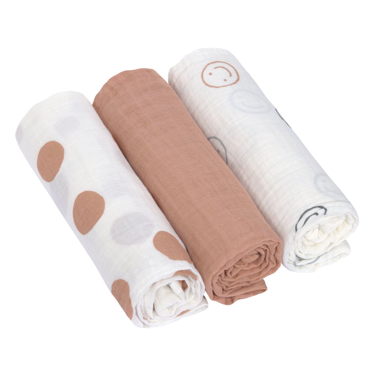 Swaddle & Burp Blanket L Tiny Smile maple, Laessig
