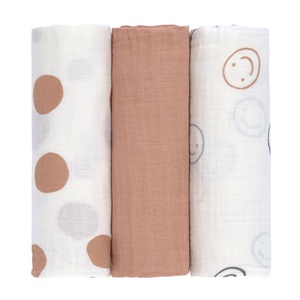 Swaddle & Burp Blanket L Tiny Smile maple, Laessig