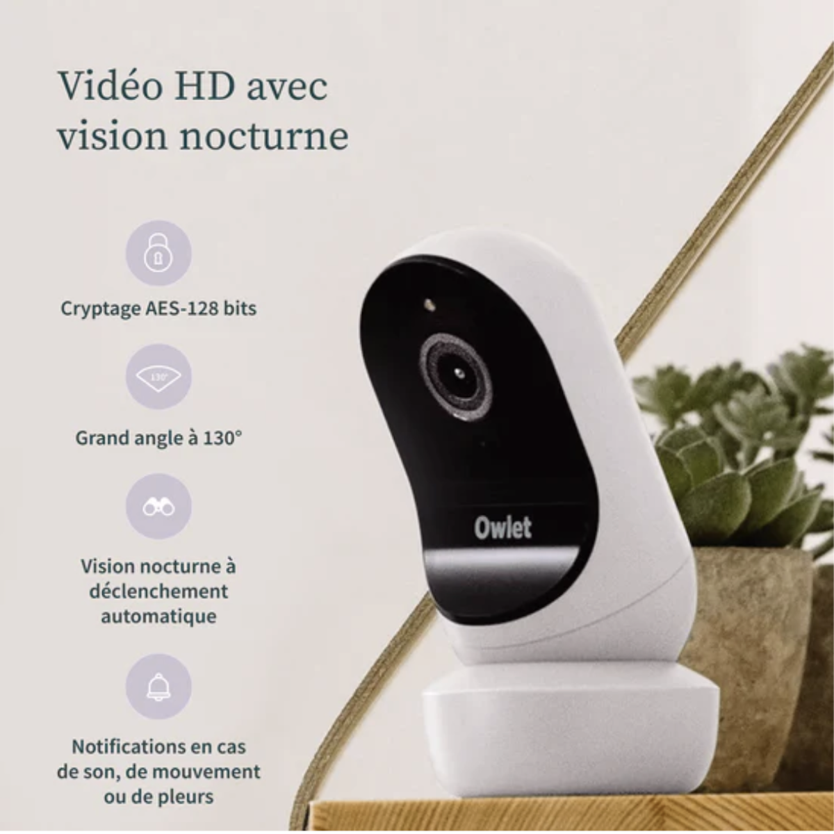 Système de surveillance intelligent pour bébé DREAM SOCK & CAM 2 Bundle Owlet dusty rose
