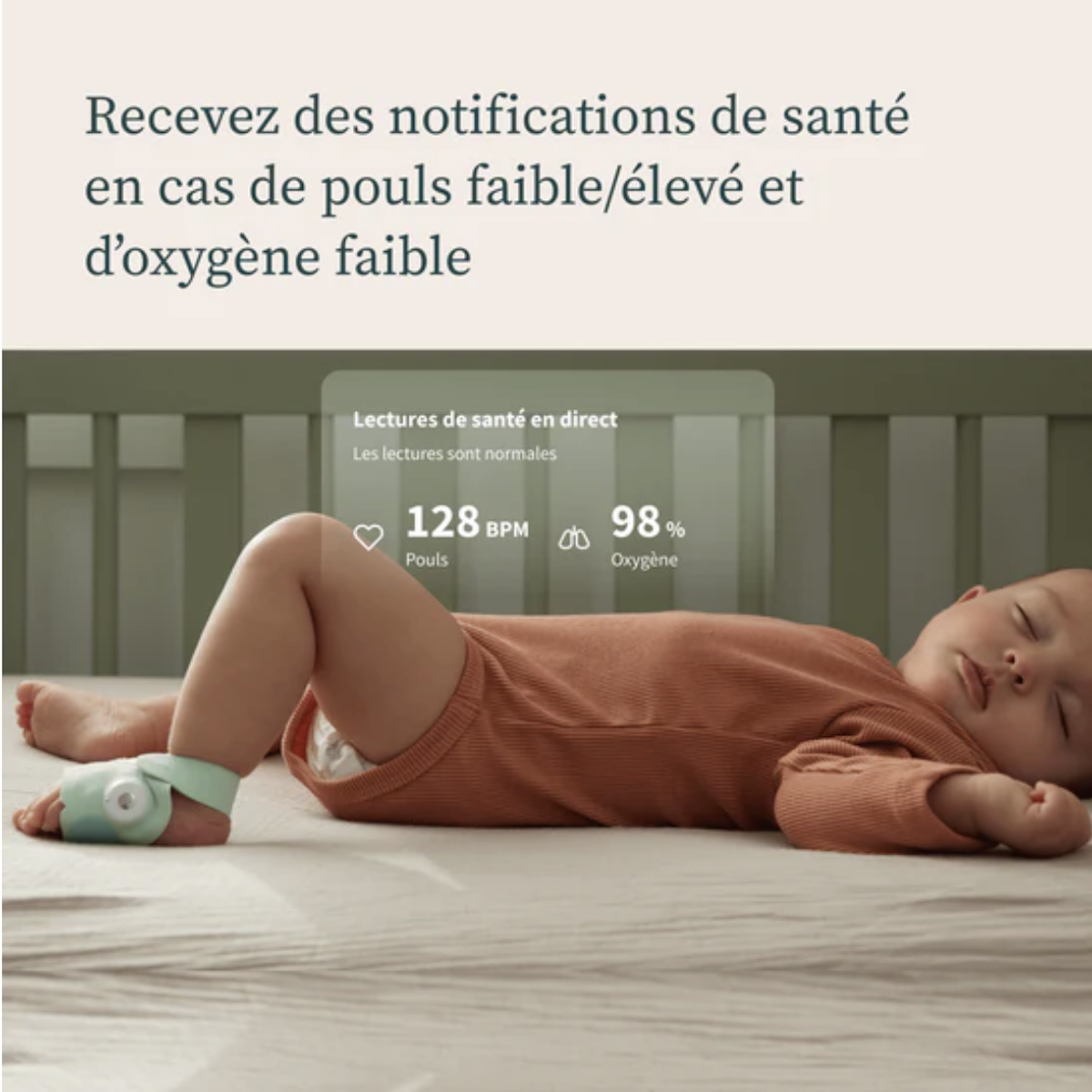 Système de surveillance intelligent pour bébé DREAM SOCK Owlet dusty rose