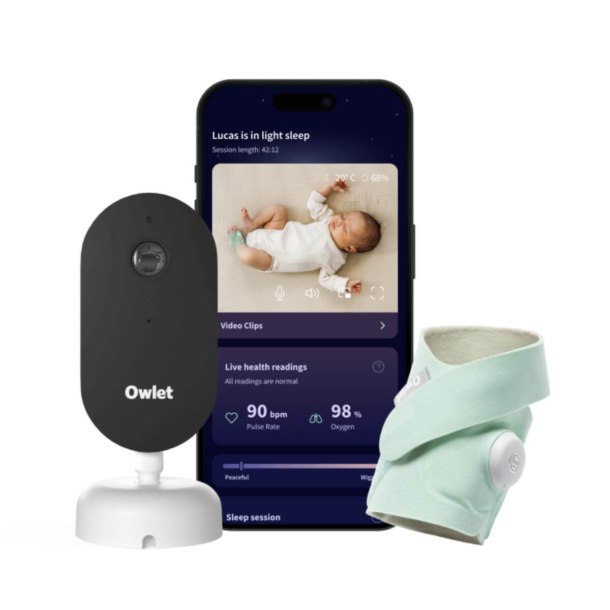 Système de surveillance intelligent pour bébé Duo 3 DREAM SOCK-DREAM SIGHT Owlet mint