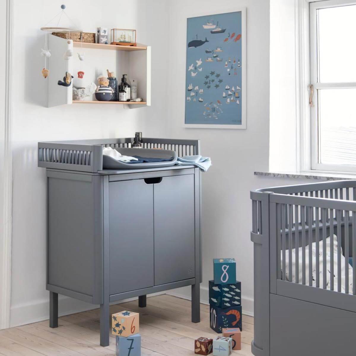 Table à langer 2 portes Sebra classic grey