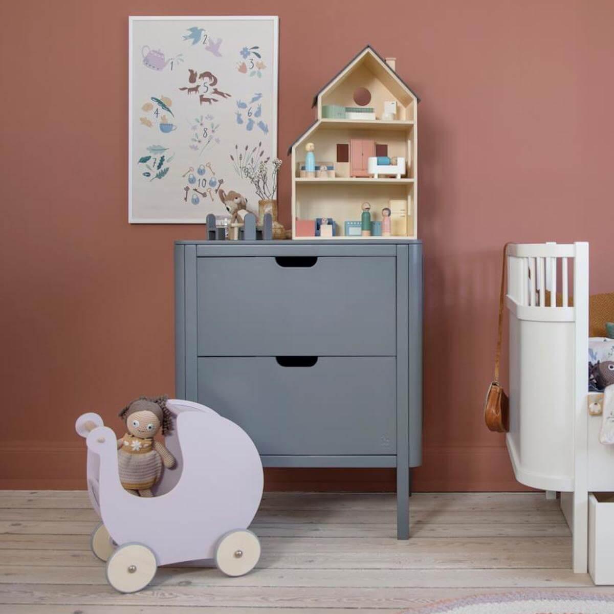 Table à langer 2 tiroirs Sebra classic grey