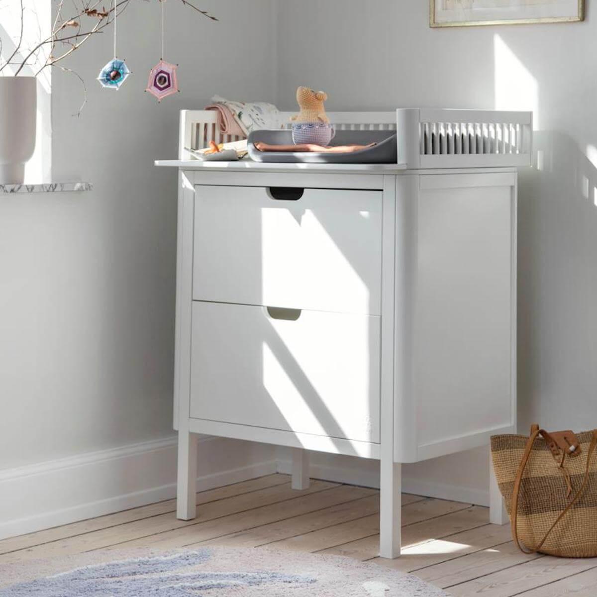 Table à langer 2 tiroirs Sebra classic white