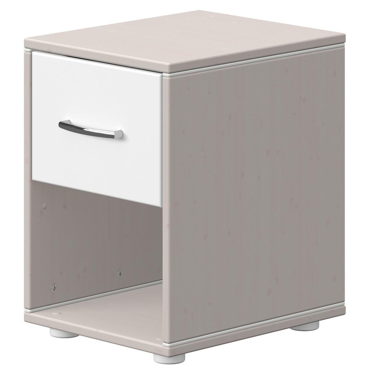 Table de chevet 1 tiroir CLASSIC Flexa grey washed-blanc