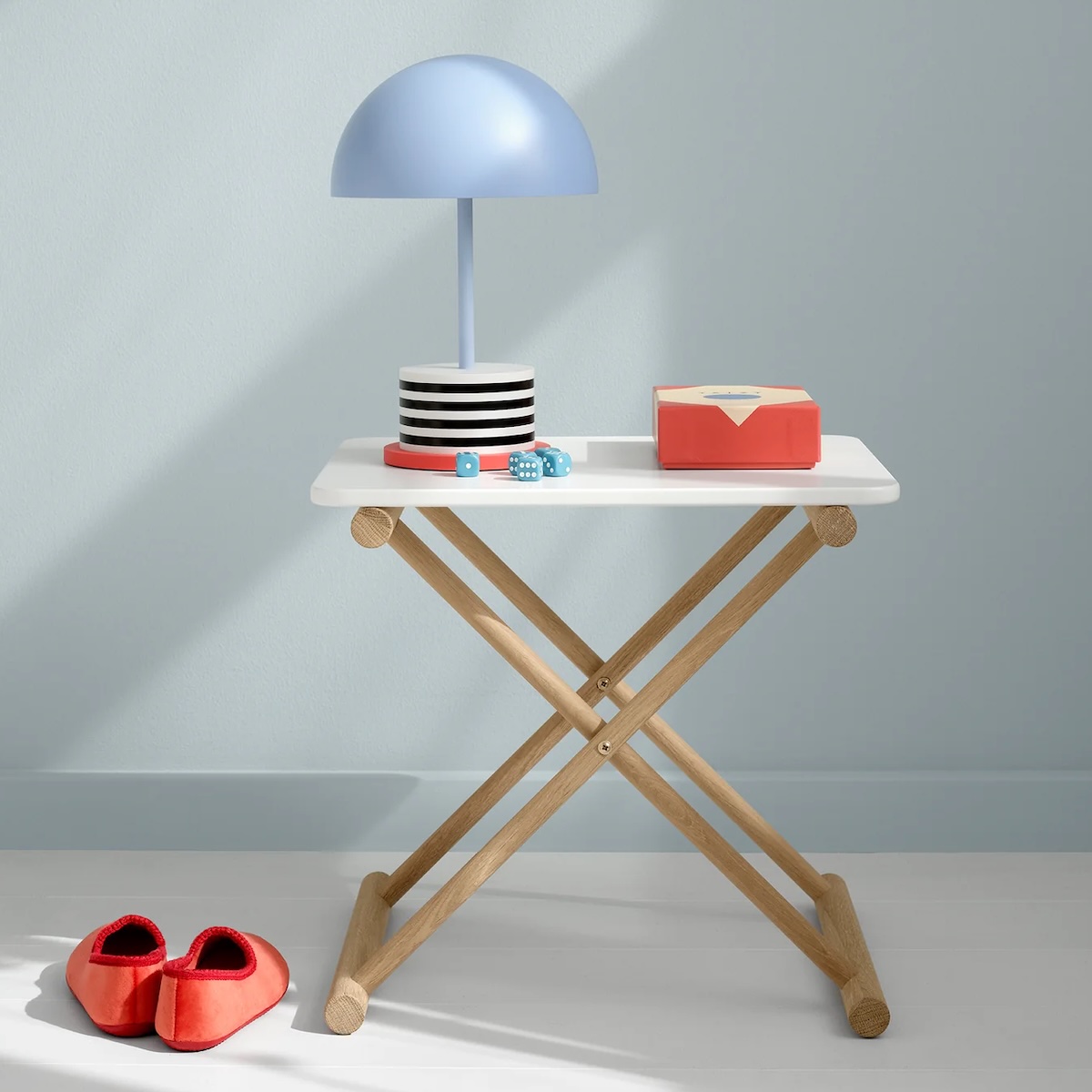 Table de chevet basse CAMP Oliver Furniture blanc-chêne
