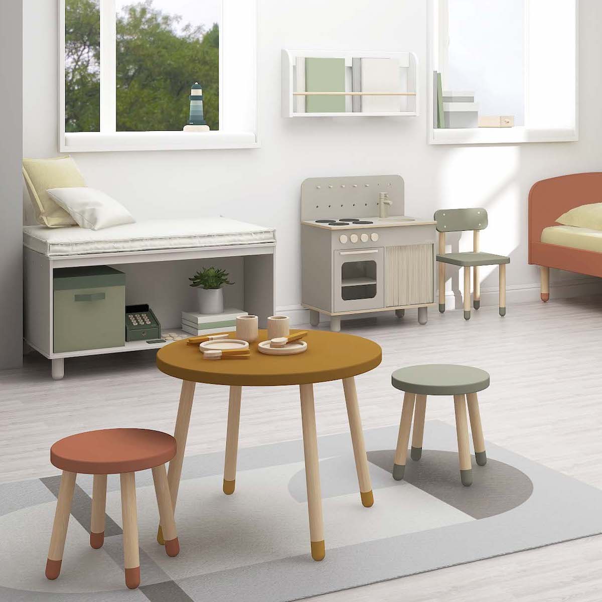 Table de jeu enfant 60cm DOTS Flexa Mustard