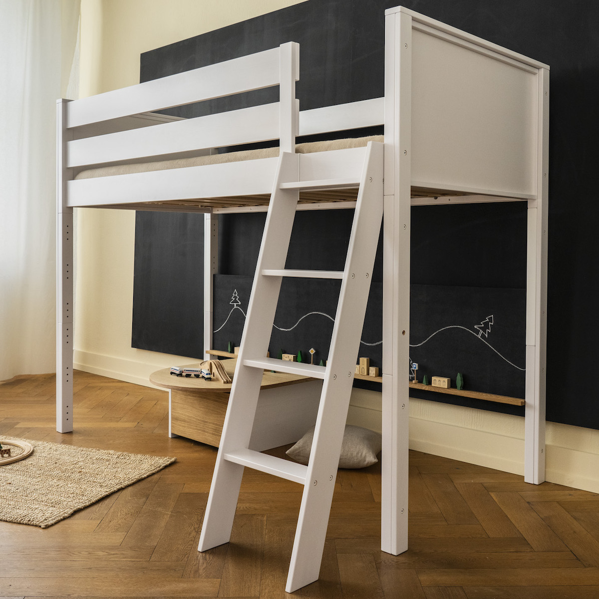 Table de jeu KASVA chêne huilé laqué blanc