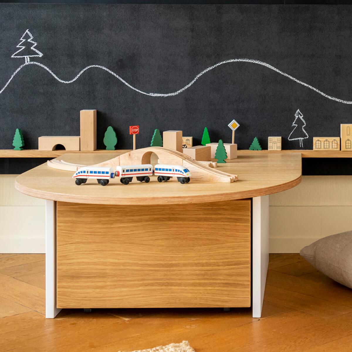 Table de jeu KASVA Multiplex placage chêne laqué blanc