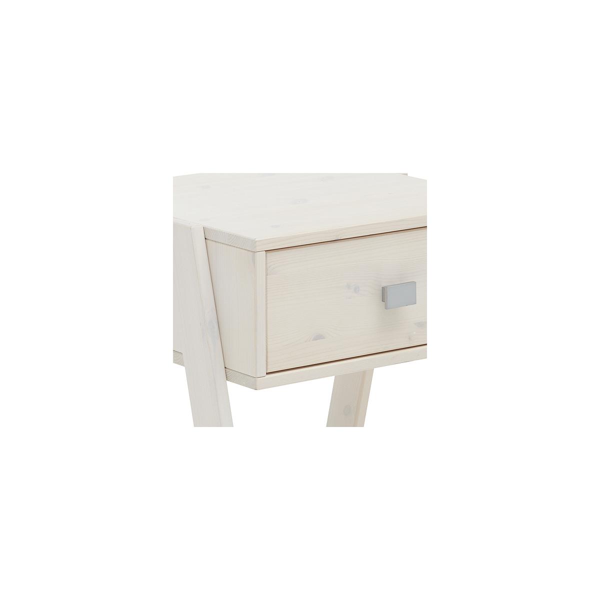 Table de nuit 1 tiroir Lifetime blanchi (sans poignée)