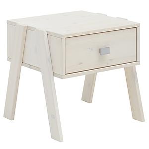 Table de nuit 1 tiroir Lifetime blanchi (sans poignée)