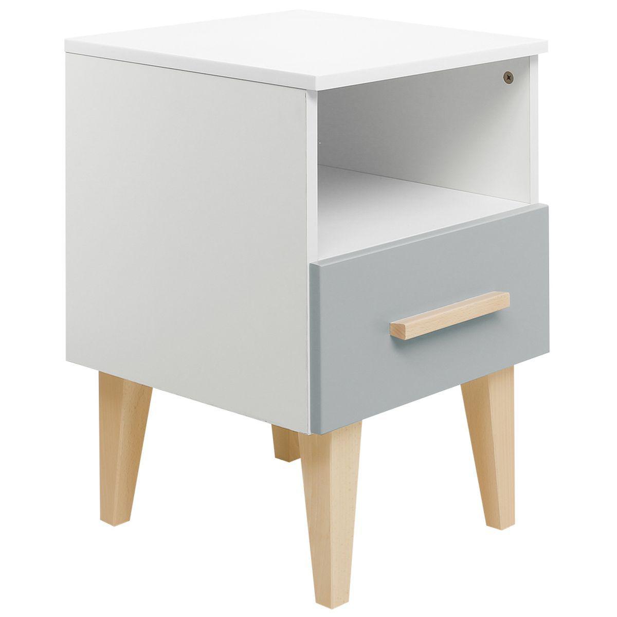 Table de nuit EMMA Bopita blanc-gris