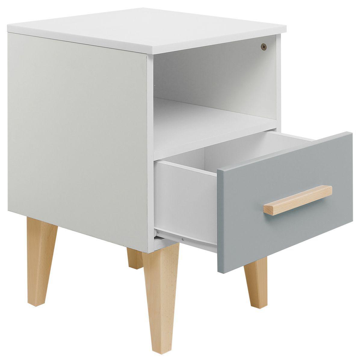 Table de nuit EMMA Bopita blanc-gris