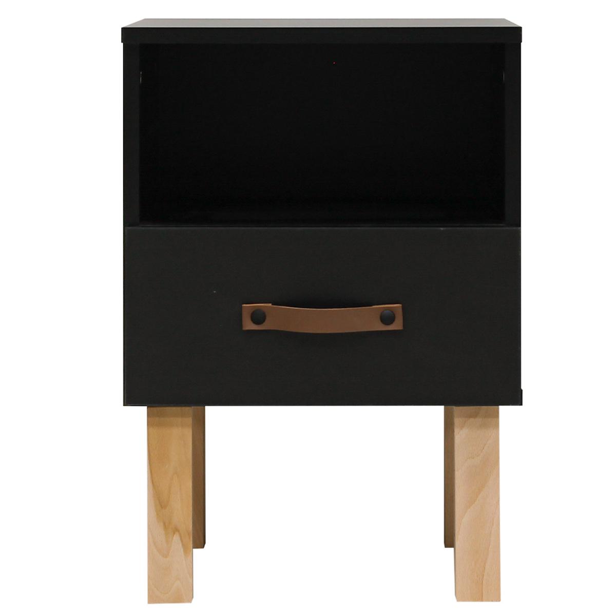 Table de nuit FLORIS Bopita Noir Mat-Naturel