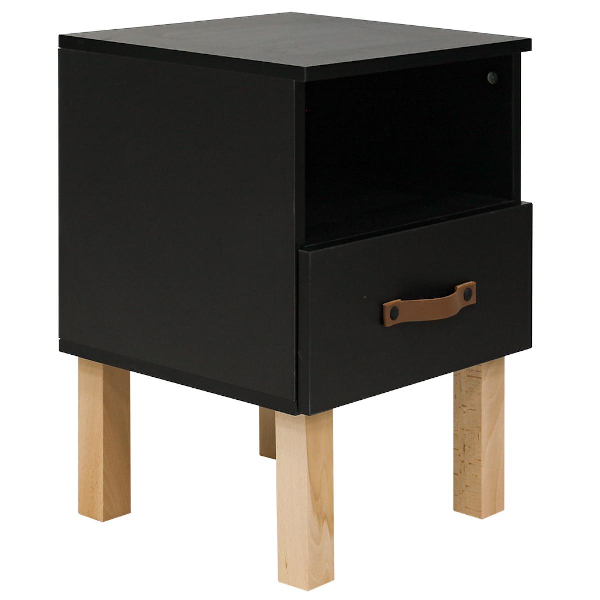 Table de nuit FLORIS Bopita Noir Mat-Naturel
