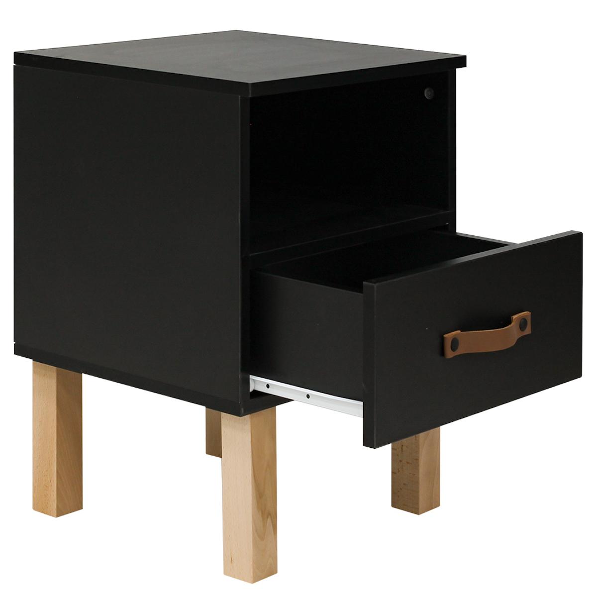 Table de nuit FLORIS Bopita Noir Mat-Naturel